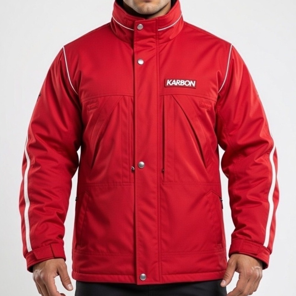 Karbon Mensβ Red Technical Ski Jacket K1201 Nylon Insulated Winter Coat Large